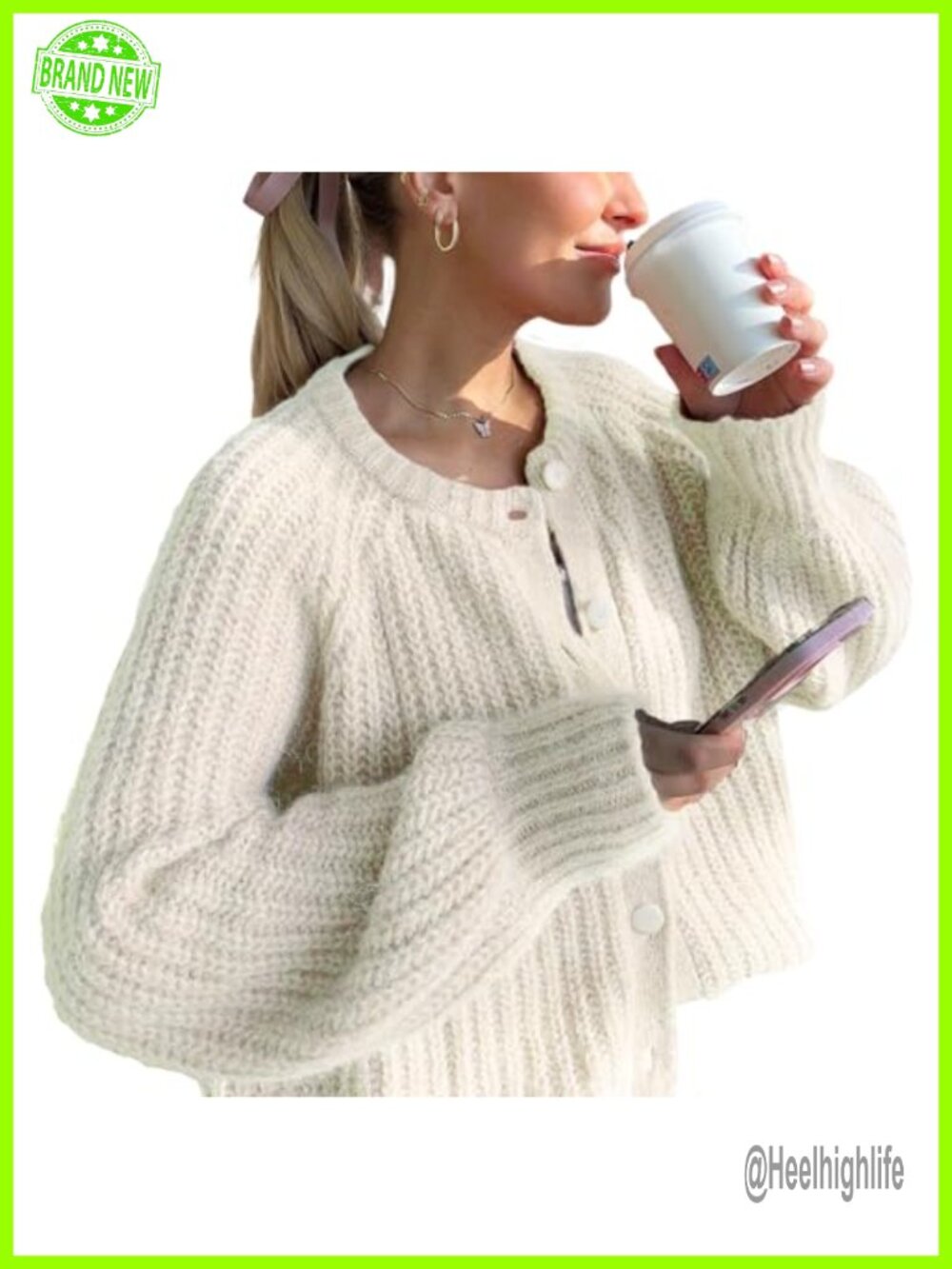 Women's Button Down Chunky Knit Cardigan Sweater Long Sleeve Open Front